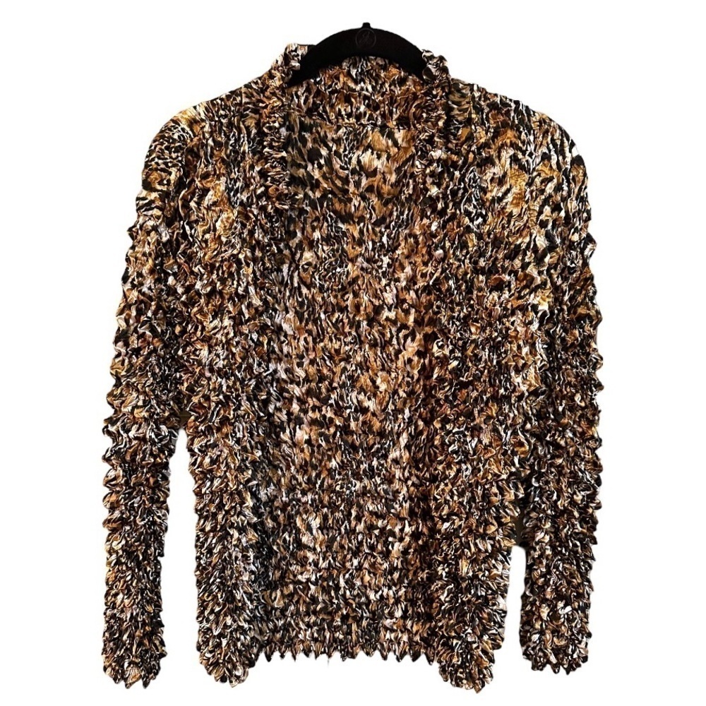 VINTAGE, SUPER STRETCHY, POPCORN SWEATER IN CHEETAH PRINT. LONG SLEEVE. OS